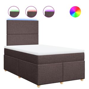 vidaXL Cama box spring con colch&oacute;n tela marr&oacute;n oscuro 120x190 cm