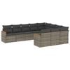 vidaXL Set de sof&aacute;s de jard&iacute;n 10 pzas con cojines rat&aacute;n sint&eacute;tico gris