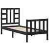 vidaXL Estructura de cama individual con cabecero madera maciza negro