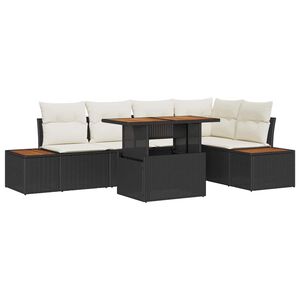 vidaXL Conjunto de sof&aacute;s de jard&iacute;n 6 uds. Negro rat&aacute;n sint&eacute;tico