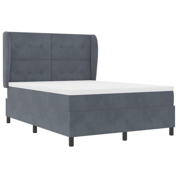 vidaXL Cama tipo Box Spring Gris oscuro 200 x 140 cm Poli&eacute;ster