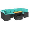 vidaXL Set de sof&aacute;s de jard&iacute;n y cojines 8 piezas rat&aacute;n sint&eacute;tico negro