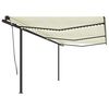 vidaXL Toldo retr&aacute;ctil manual con postes color crema 6x3 m