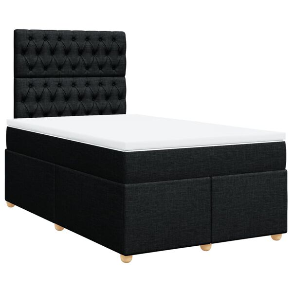 vidaXL Cama box spring con colch&oacute;n tela negro 120x190 cm