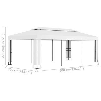 vidaXL Cenador con doble techo blanco 3x6 m