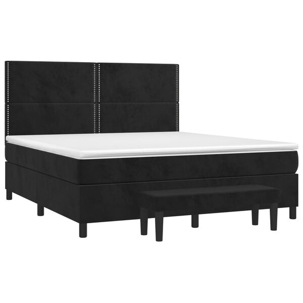 vidaXL Cama box spring con colch&oacute;n terciopelo negro 160x200 cm