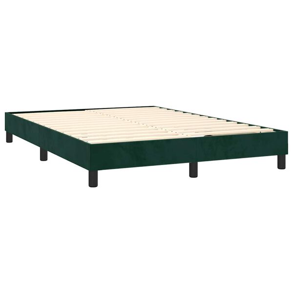 vidaXL Cama box spring con colch&oacute;n terciopelo verde oscuro 140x200 cm