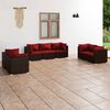vidaXL Set muebles de jard&iacute;n 7 piezas y cojines rat&aacute;n sint&eacute;tico marr&oacute;n