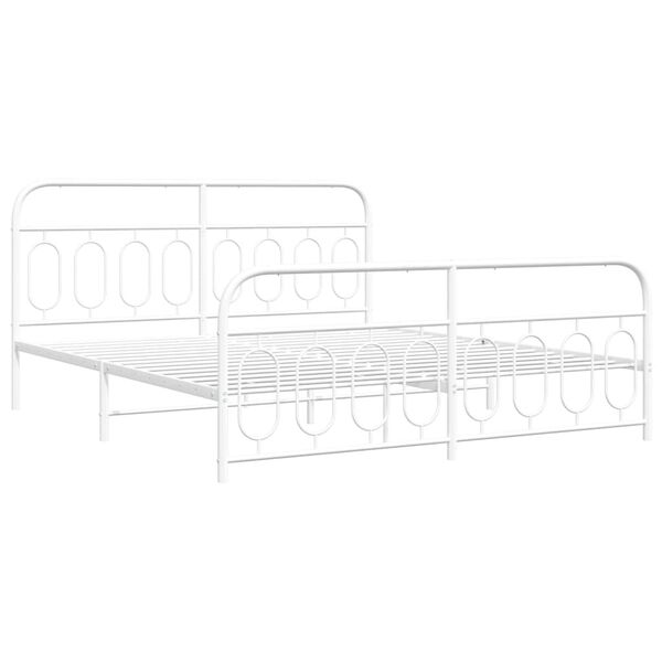 vidaXL Estructura cama sin colchón con estribo metal blanco 160x200 cm