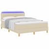 vidaXL Cama Box Spring LED con colch&oacute;n con LED Crema 140 x 200 cm tela