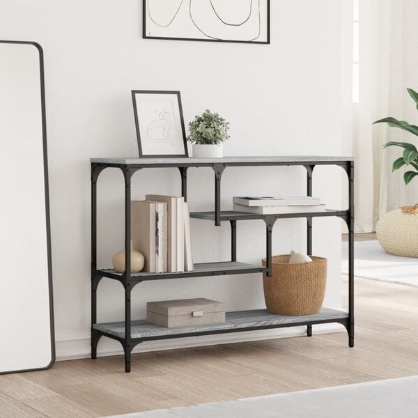 vidaXL Mesa consola madera de ingeniería gris Sonoma 100x30x75 cm