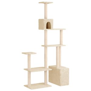 vidaXL &Aacute;rbol para gatos con postes de sisal Crema 177,5 cm
