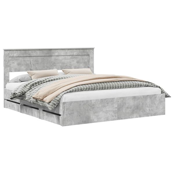 vidaXL Estructura de cama Gris Concreto 200 x 200 cm Madera Ingenieril
