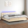 vidaXL Cama box spring colch&oacute;n y luces LED tela crema 200x200 cm
