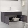 vidaXL Mueble con lavabo madera de ingeniería gris brillante
