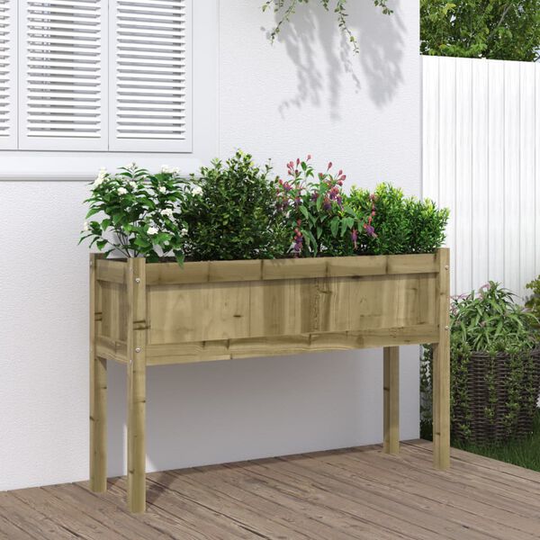 vidaXL Jardinera con patas madera de pino impregnada 110x31x70 cm