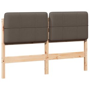 vidaXL Cabecero tapizado Marr&oacute;n y topo 150 cm Madera de pino macizo