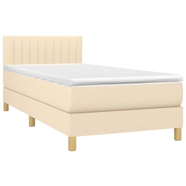 vidaXL Cama box spring con colch&oacute;n tela color crema 100x200 cm