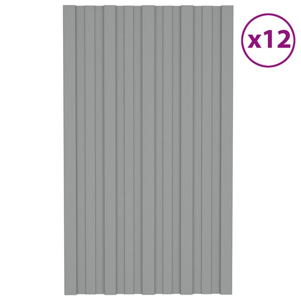 vidaXL Panel de techo 12 pcs Gris 80 x 45 cm Acero galvanizado