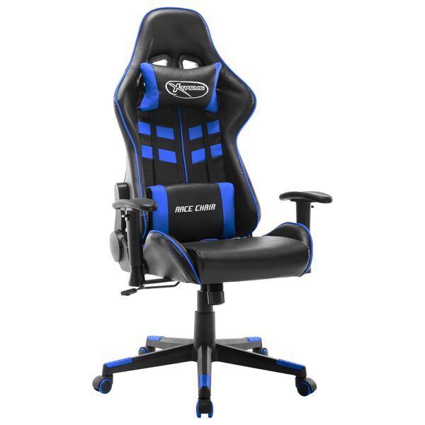 vidaXL Silla de gaming de cuero sint&eacute;tico negro y azul