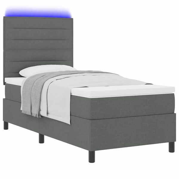 vidaXL Cama tipo Box Spring con colch&oacute;n Gris oscuro 80 x 200 cm tela