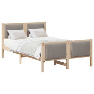 vidaXL Estructura de cama con cabecera Taup&eacute; 120 x 200 cm tela