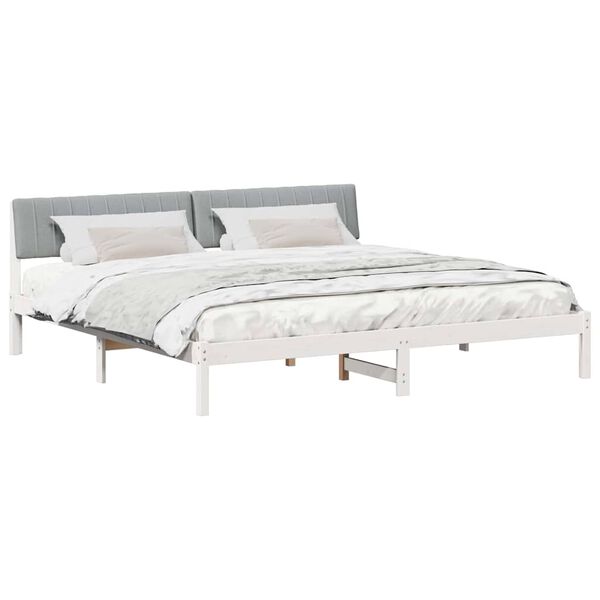 vidaXL Estructura de cama con cabecera y gris claro 200 x 200 cm