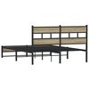 vidaXL Estructura de cama sin colch&oacute;n metal roble Sonoma 140x200 cm