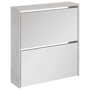 vidaXL Zapatero con espejo 2 niveles gris hormig&oacute;n 63x17x67 cm