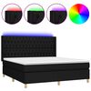 vidaXL Cama box spring colch&oacute;n y luces LED tela negro 160x200 cm