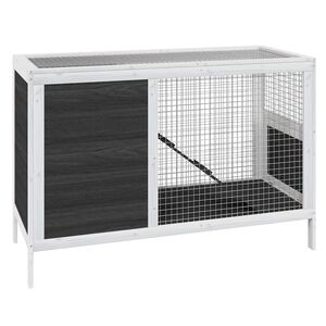 vidaXL Conejera de madera maciza de pino gris 103x44x69,5 cm