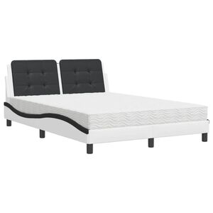 vidaXL Estructura de cama sin colch&oacute;n Zadar cuero sint&eacute;tico blanco y negro 120x200 cm