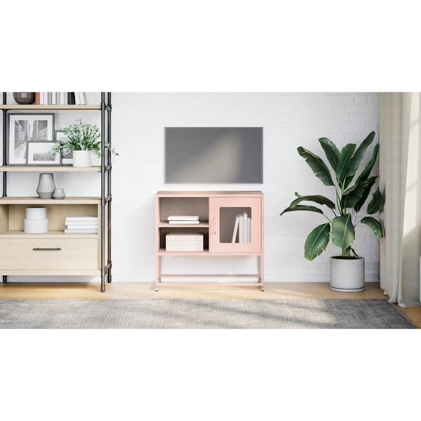 vidaXL Mueble para TV de acero rosa 68x39x60,5 cm