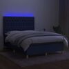 vidaXL Cama box spring colch&oacute;n y luces LED tela azul 140x190 cm