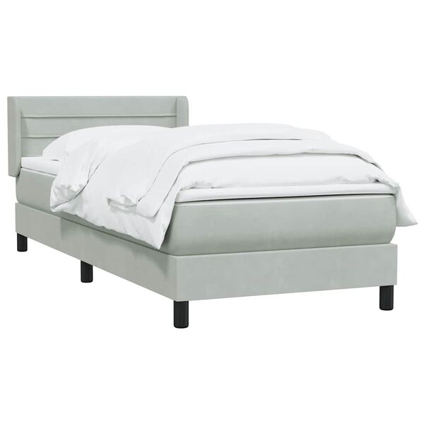 vidaXL Cama box spring con colch&oacute;n terciopelo gris claro 80x210 cm