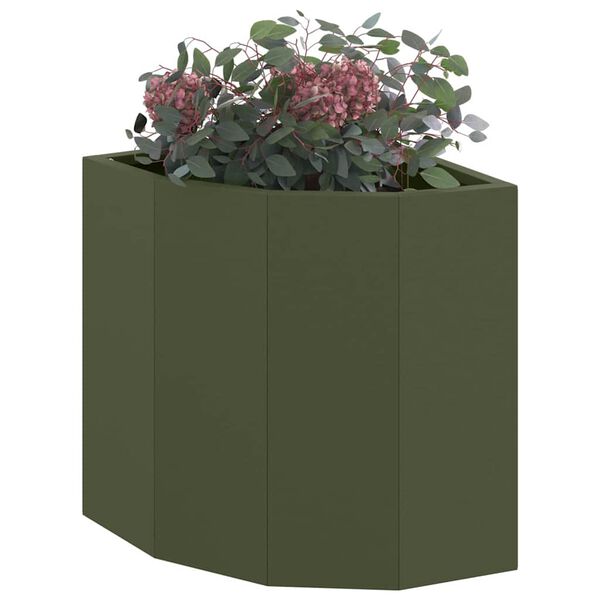 vidaXL Macetero de Esquina Verde oliva 30 x 30 x 35 cm Acero