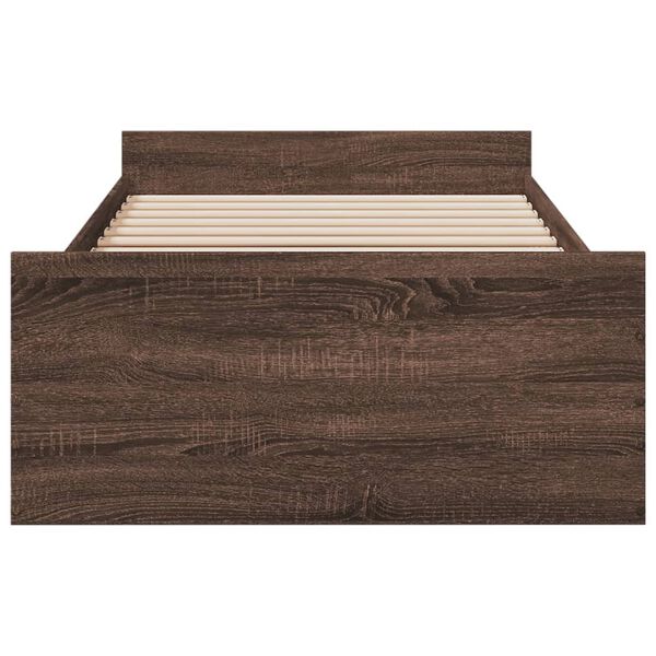 vidaXL Cama con cajones madera de ingenier&iacute;a marr&oacute;n roble 75x190 cm