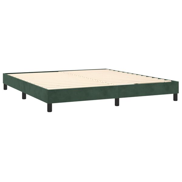 vidaXL Cama box spring con colch&oacute;n terciopelo verde oscuro 160x200 cm