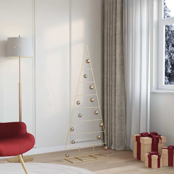 vidaXL &Aacute;rbol de Navidad de metal con soporte Dorado 150 cm