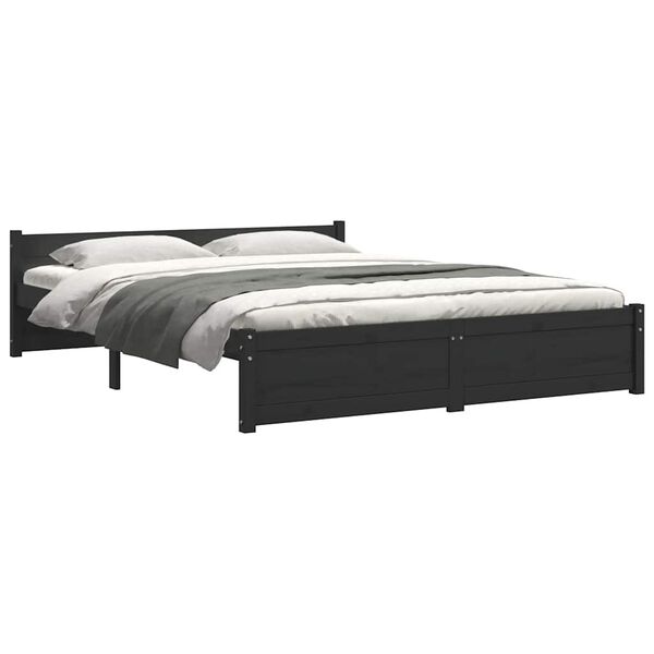 vidaXL Estructura cama doble sin colch&oacute;n madera maciza negro 135x190cm