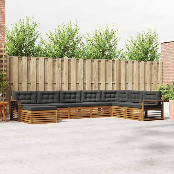 vidaXL Juegos de sof&aacute;s con coj&iacute;n 8 pcs Natural y Antracita