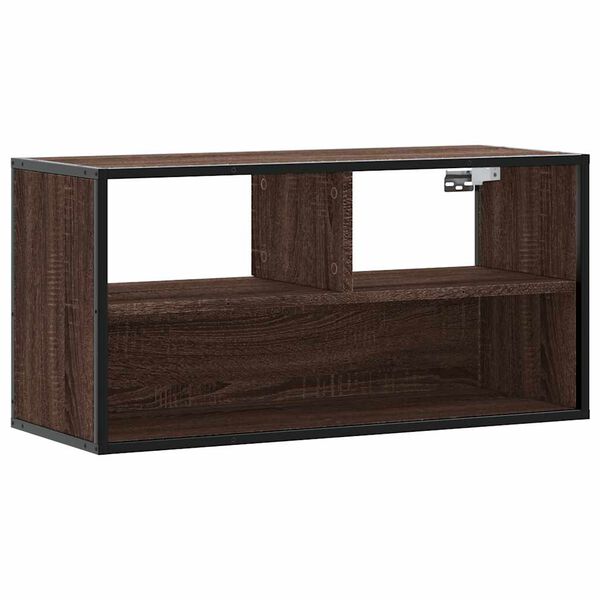 vidaXL Mueble TV madera ingenier&iacute;a y metal marr&oacute;n roble 80x31x39,5 cm