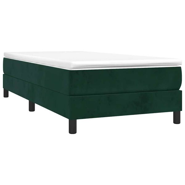 vidaXL Cama box spring con colch&oacute;n terciopelo verde oscuro 90x200 cm