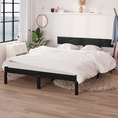 vidaXL Estructura de cama madera maciza de pino negra 140x200 cm
