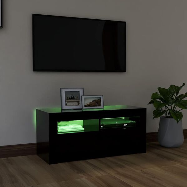 vidaXL Mueble de TV con luces LED negro 90x35x40 cm