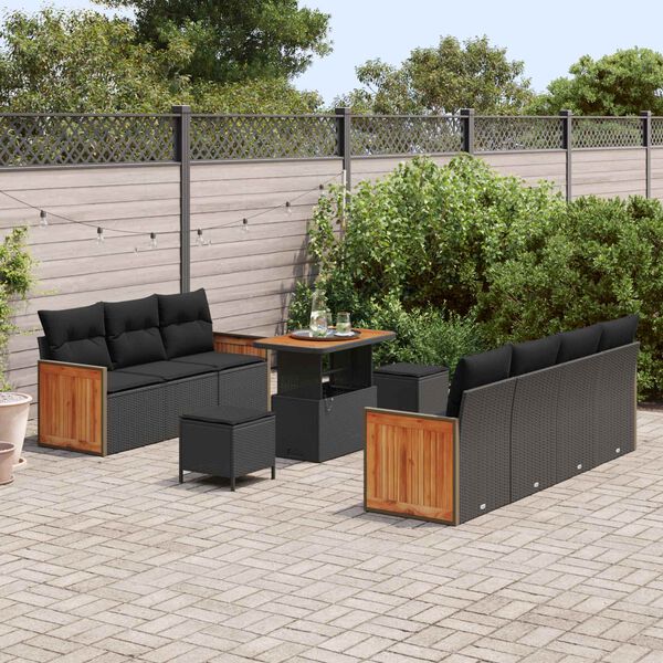 vidaXL Conjunto de sof&aacute;s de jard&iacute;n 13 pcs Negro rat&aacute;n sint&eacute;tico