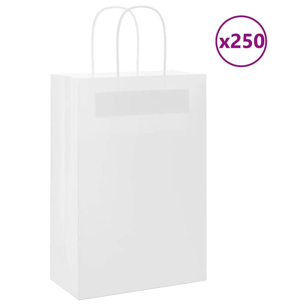 vidaXL Bolsas de papel con asas 250 uds blanca 21x11x31 cm