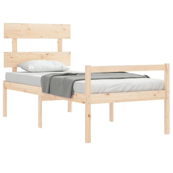 vidaXL Cama para personas mayores con cabecero madera maciza 90x200 cm