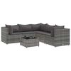 vidaXL Set de muebles de jard&iacute;n 6 pzas y cojines rat&aacute;n sint&eacute;tico gris