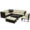 vidaXL Set muebles de jard&iacute;n 8 piezas y cojines rat&aacute;n sint&eacute;tico marr&oacute;n